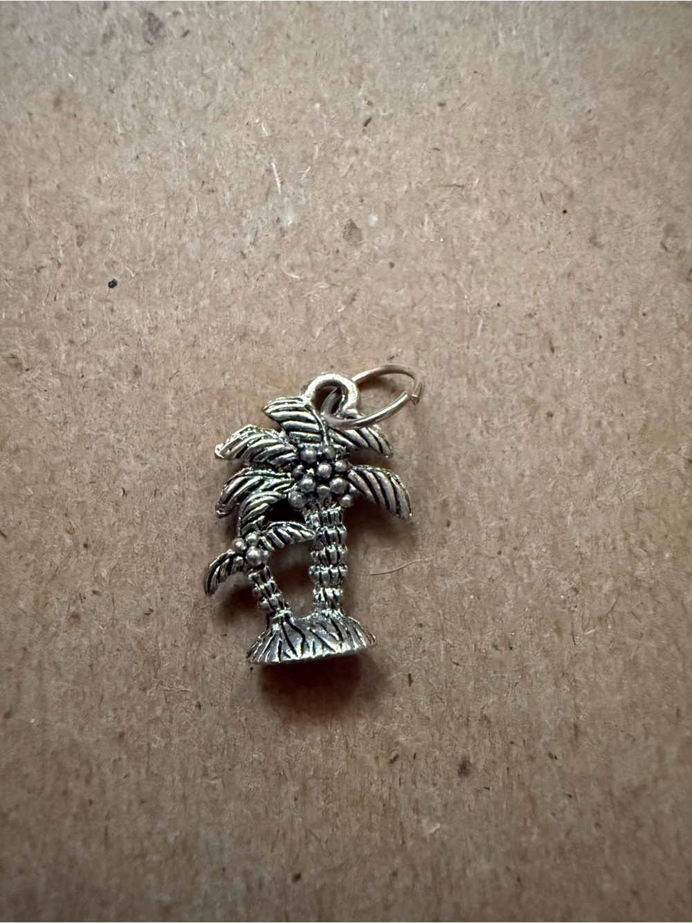 Tropical Palm Tree Pendant Necklace Charm in Silver Tone